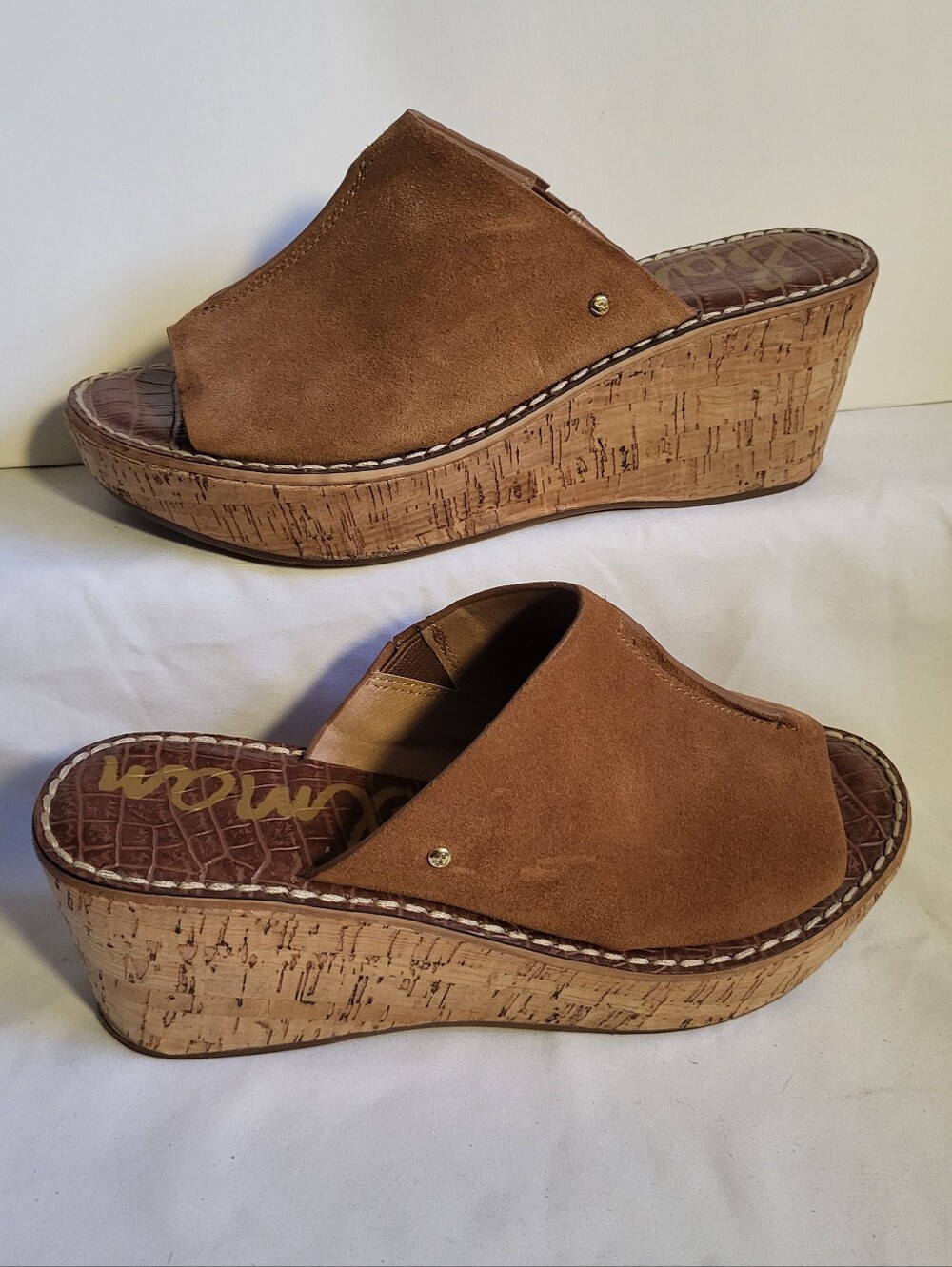 Sam Edelman Ranger Wedge Platform Sandals Women Size 8 Cork Heel Suede Upper